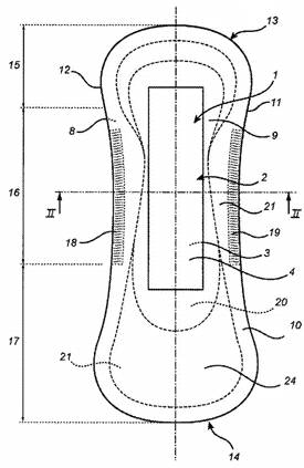 Patent drawing of absorbent article